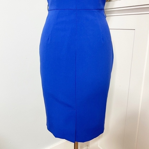 Calvin Klein Ruffled Sheath Dress Royal Blue Size 6 Small - Picture 7 of 10